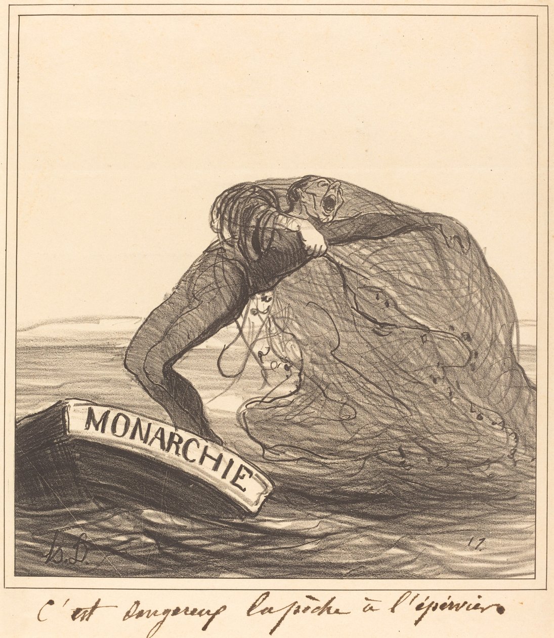 Tehlikeli, ağla balık avı by Honoré Daumier