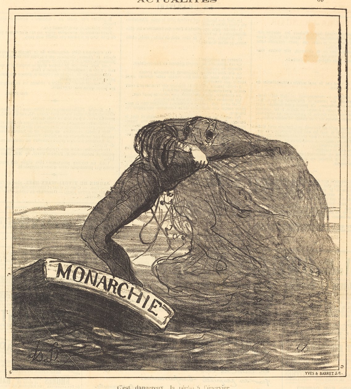 Tehlikeli, ağla balık avı by Honoré Daumier