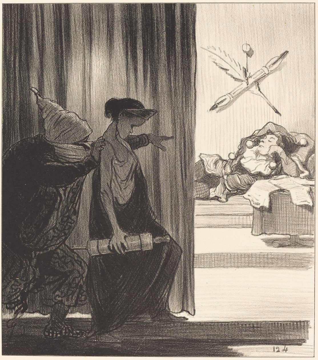 Mimi Véron tarafından itilen Clytemnestra... by Honoré Daumier