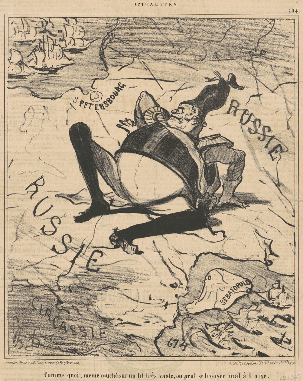 Ne gibi ... çok büyük bir yatakta,,, by Honoré Daumier