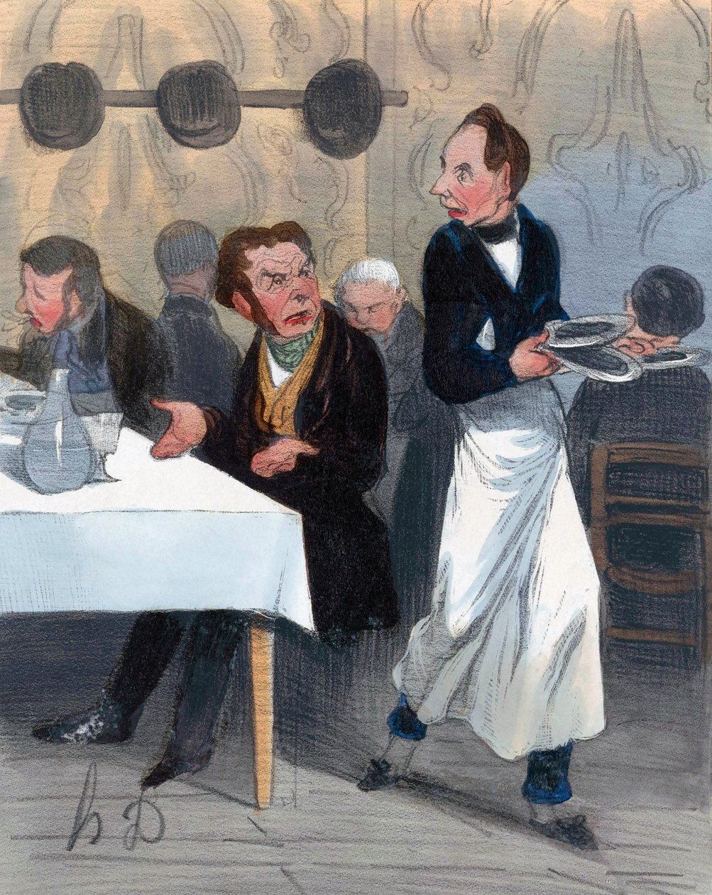 Restoranda şikayet eden müşteri by Honoré Daumier