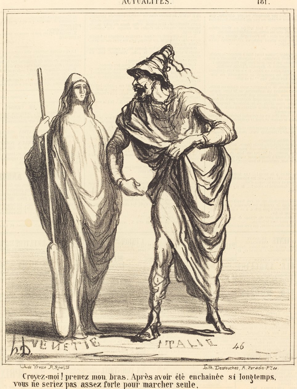İnan bana! kolumu tut... by Honoré Daumier
