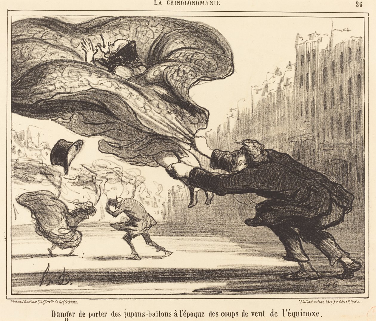 Balon iç etek giymenin tehlikesi... by Honoré Daumier