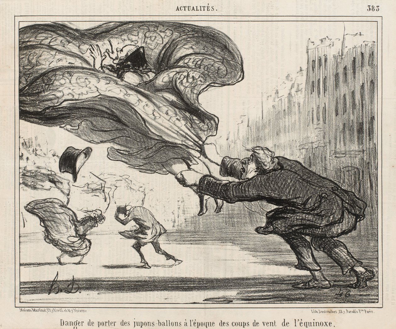 Ekinoks fırtınaları sırasında balon jüpon giymenin tehlikesi, 3 Nisan yayınlandı by Honoré Daumier