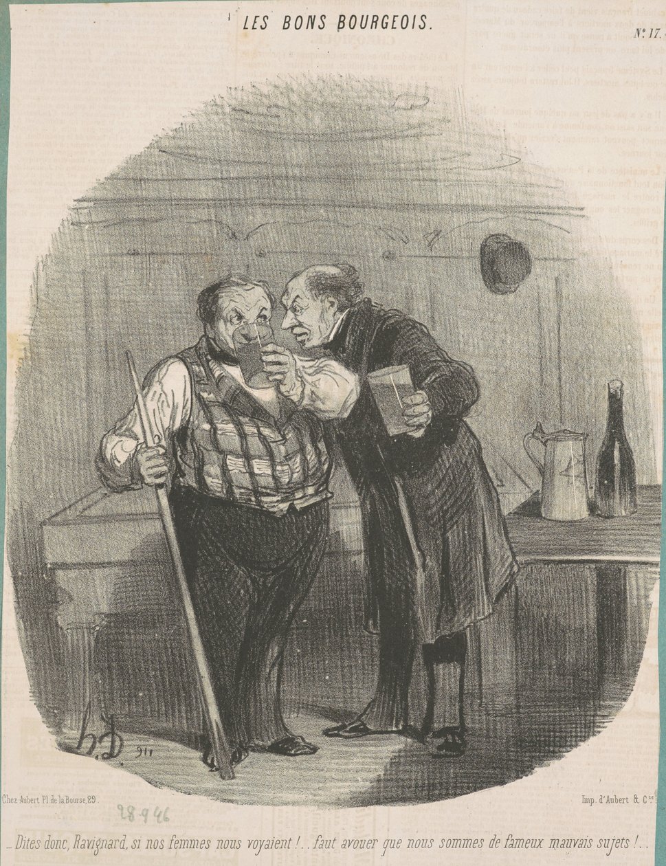 Söyle bana Ravignard, kadınlarımız bizi gördüyse! ... by Honoré Daumier
