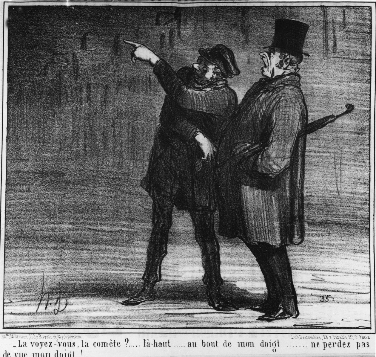 Kuyruklu yıldızı görüyor musun? yukarı... parmağımın ucunda... parmağımı gözden kaybetme!... , Honore Daumier