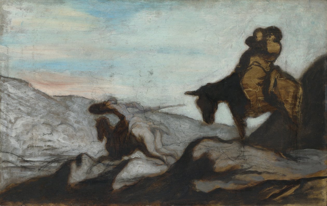 Don Kişot ve Sancho Panza, yaklaşık 1855 by Honoré Daumier
