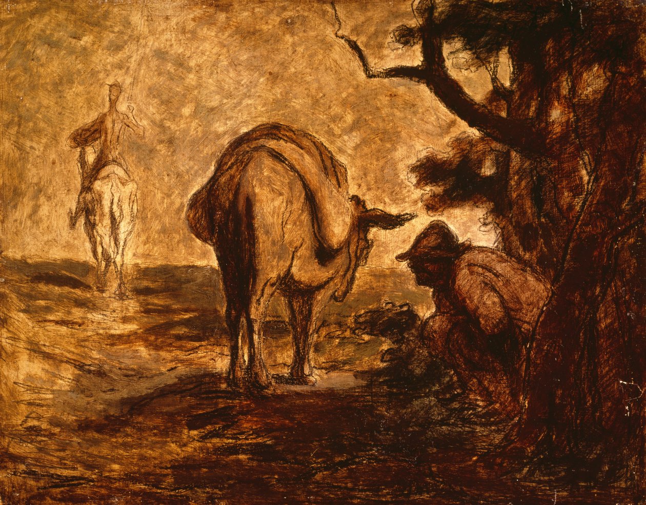 Don Kişot ve Sancho Panza rahatlarken, c. 1855 by Honoré Daumier