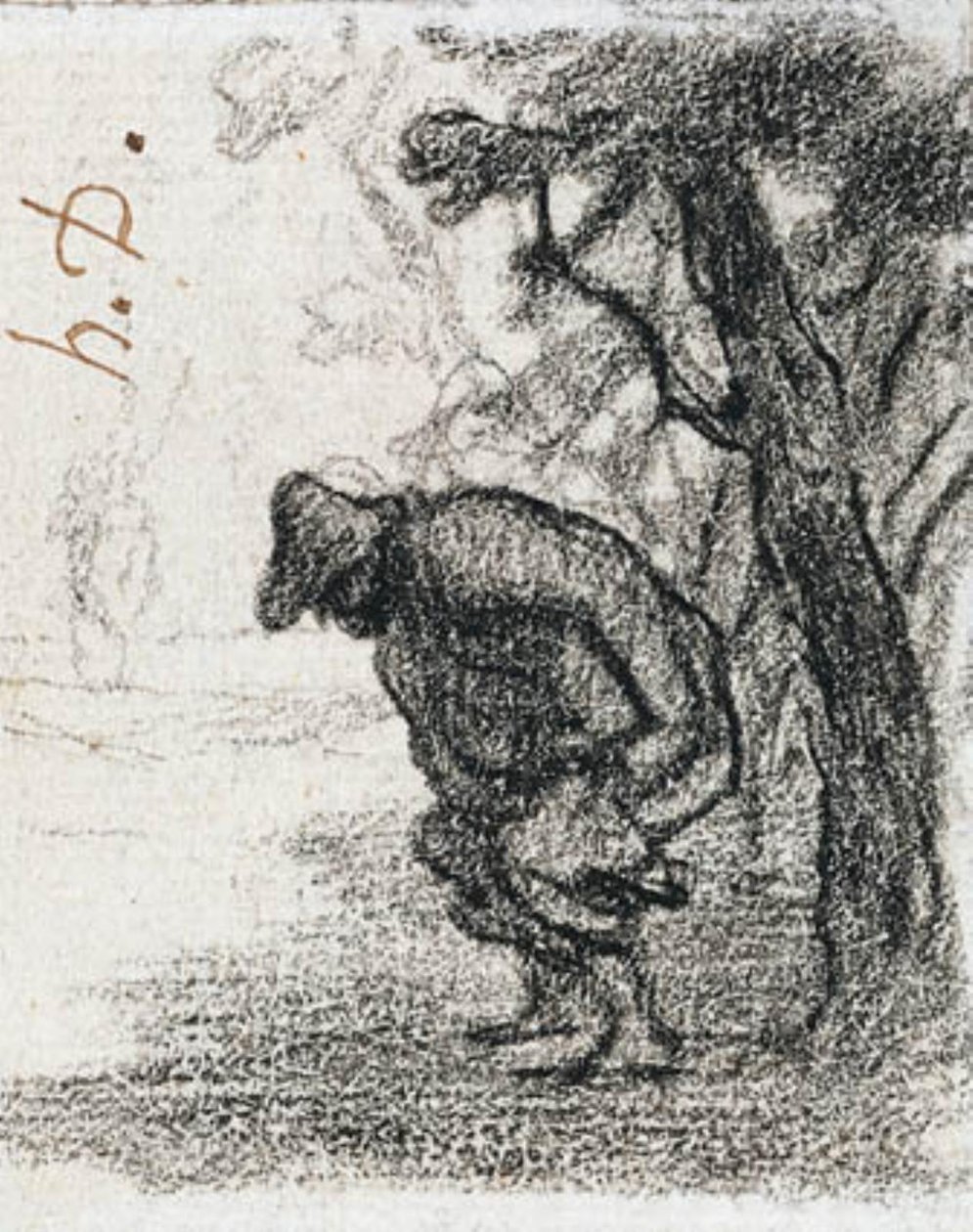 Bir ağacın arkasında Don Kişot ve Sancho Panza by Honoré Daumier
