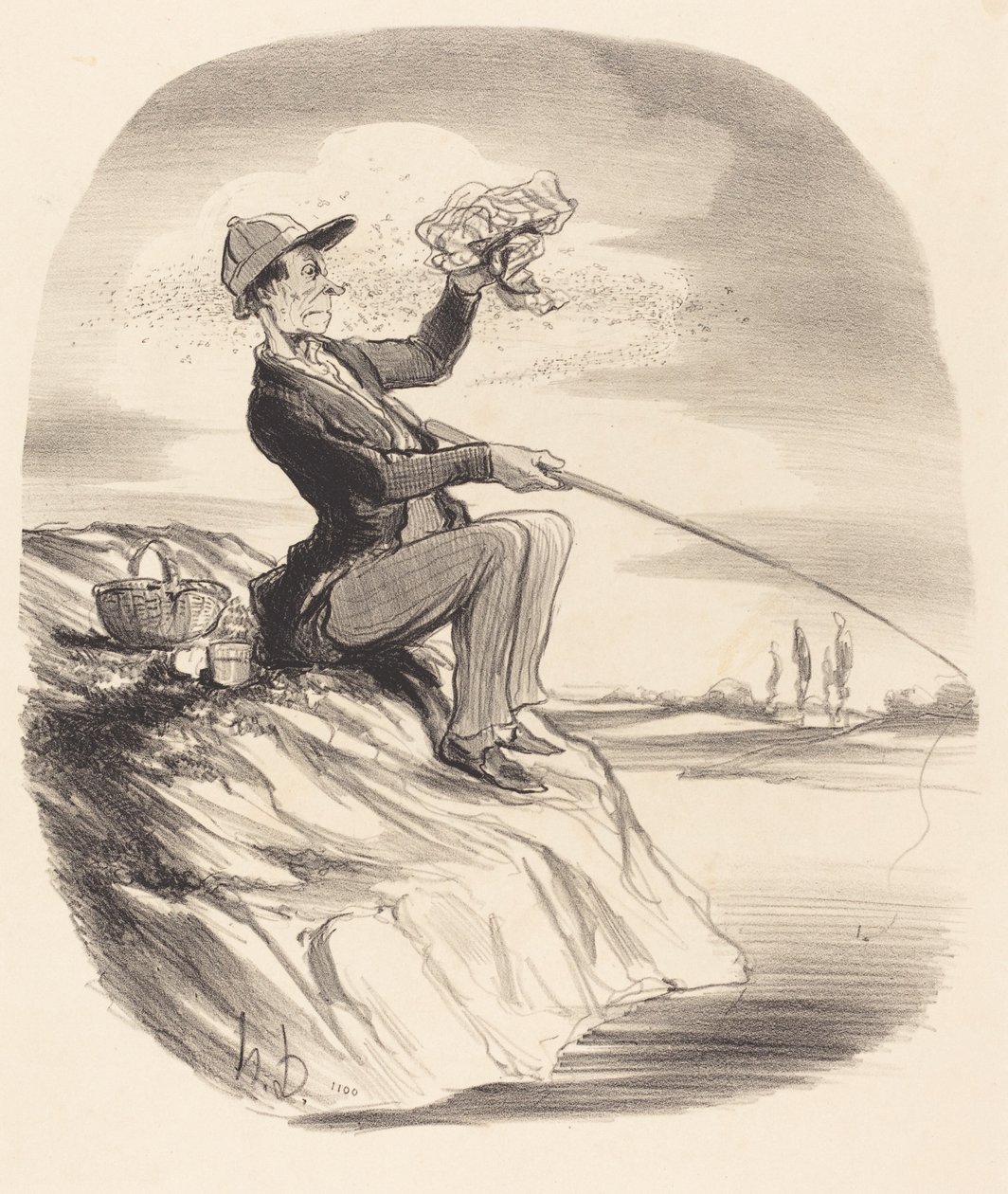 Balığa çıkmanın verdiği rahatsızlık... by Honoré Daumier