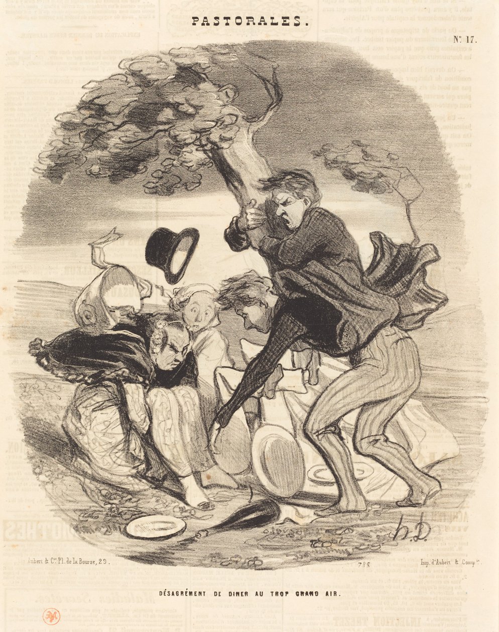 Açık havada yemek yemenin zorluğu by Honoré Daumier