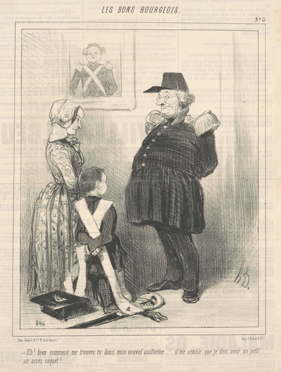 Hey! Peki yeni üniformamla beni nasıl buldunuz... by Honoré Daumier