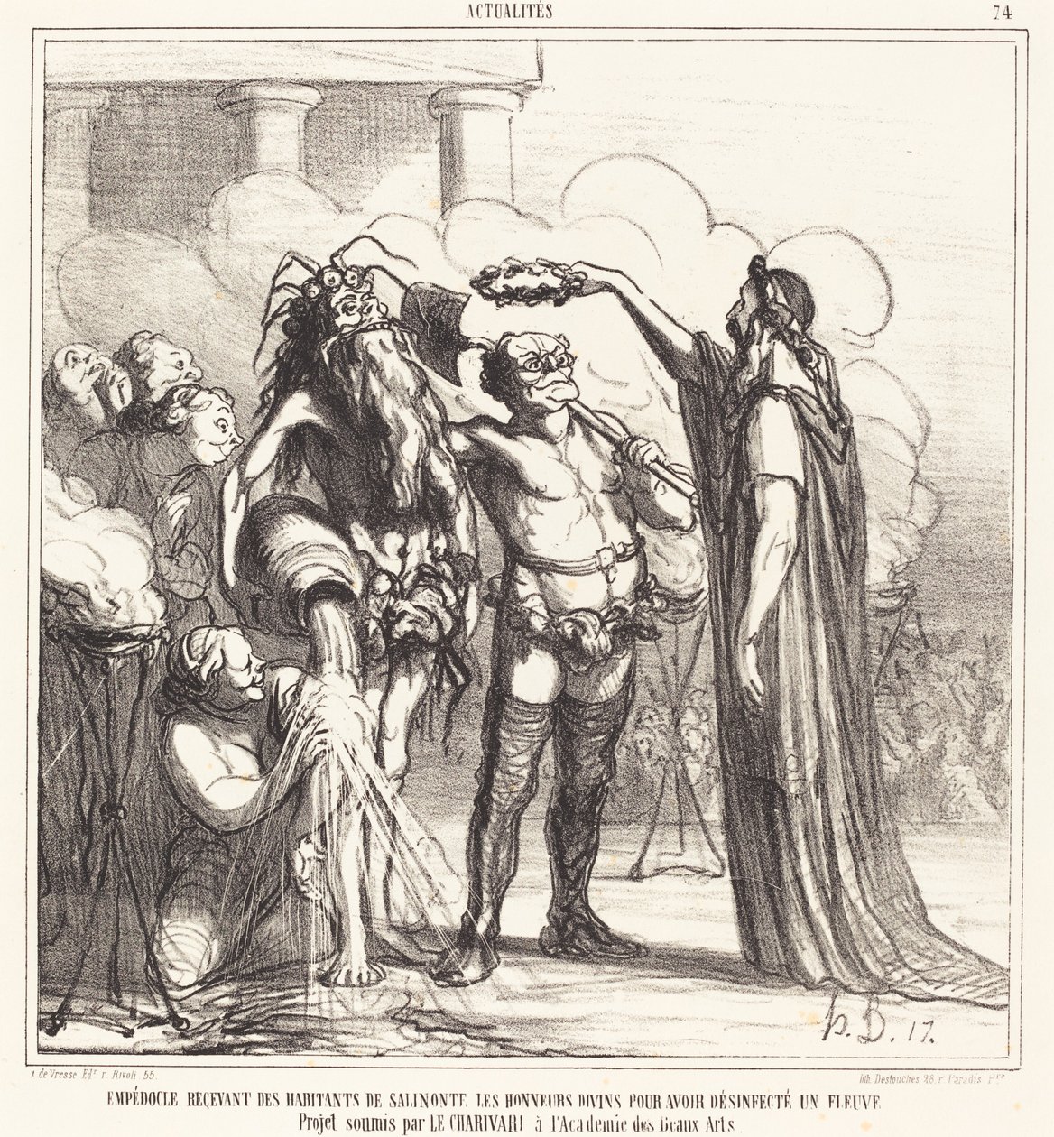 Empedokles, ilahi onurları... by Honoré Daumier