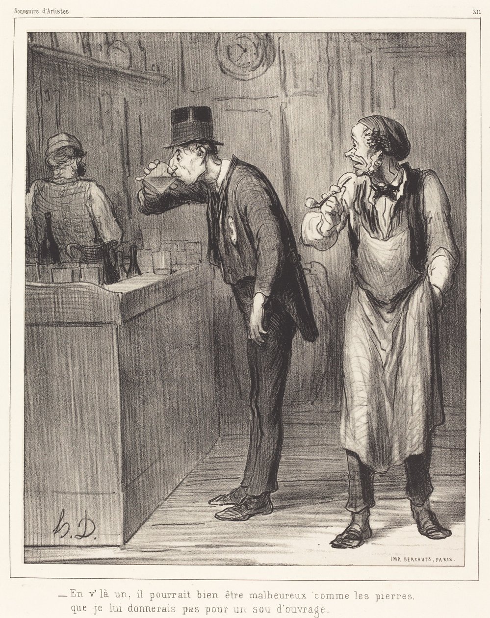 Bir tane var, mutsuz olabilir... by Honoré Daumier