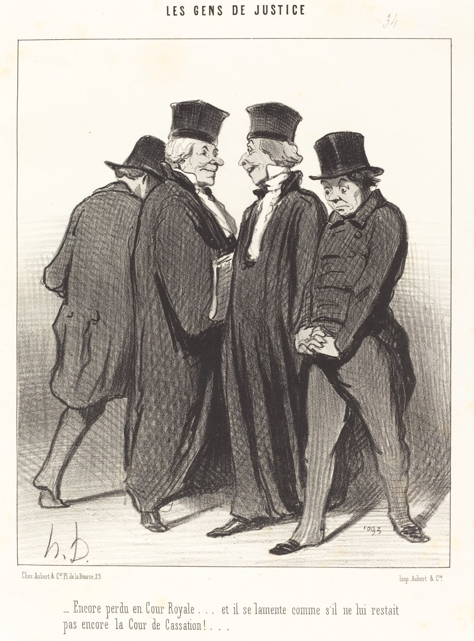 Kraliyet Mahkemesinde tekrar kaybetti... ve ağlıyor... by Honoré Daumier