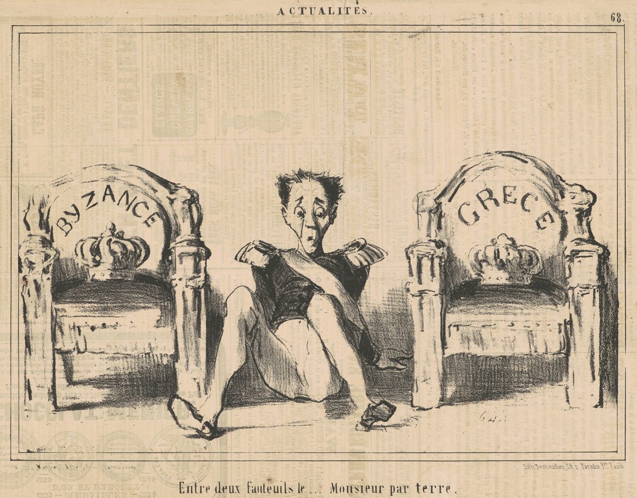 Yerdeki bey iki koltuk arasında by Honoré Daumier