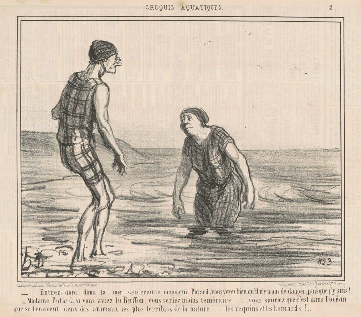 Denize korkmadan girin... by Honoré Daumier