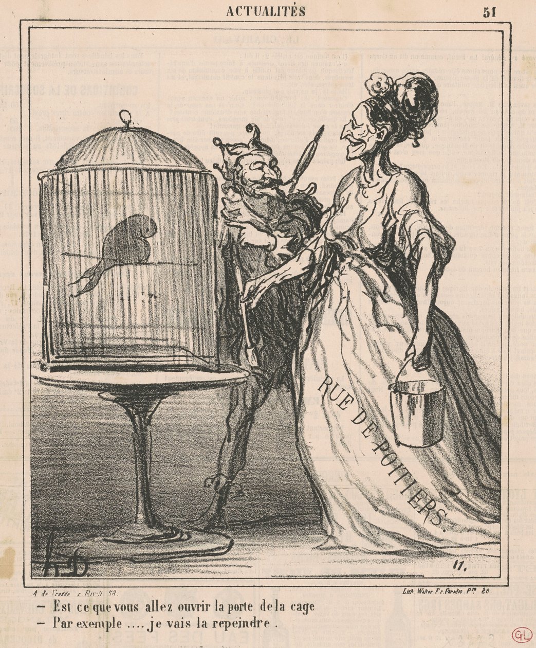 Kafesin kapısını açacak mısın... by Honoré Daumier