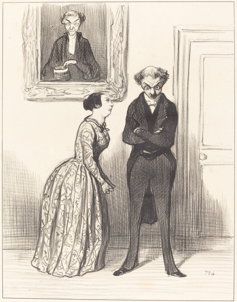 Ve burada üç tane olduğunu düşünmek... onları mahkum edemeyeceğim konusunda uyarıldım!... by Honoré Daumier