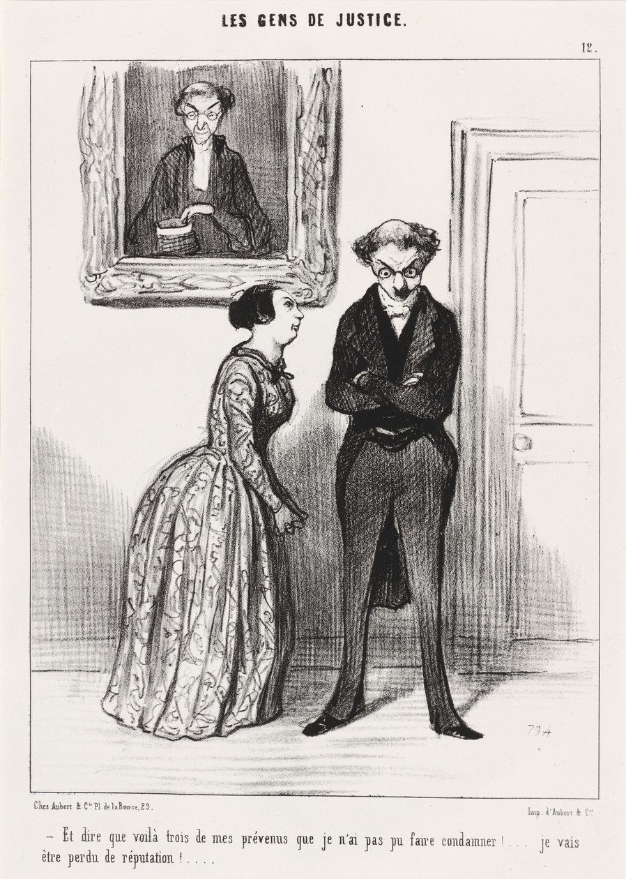 Ve burada üç tane olduğunu düşünmek... onları mahkum edemeyeceğim konusunda uyarıldım!... by Honoré Daumier