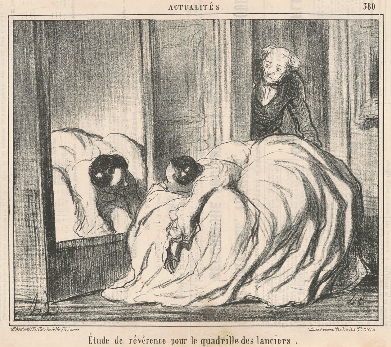 Mızraklıların kadrilleri için saygı çalışması by Honoré Daumier