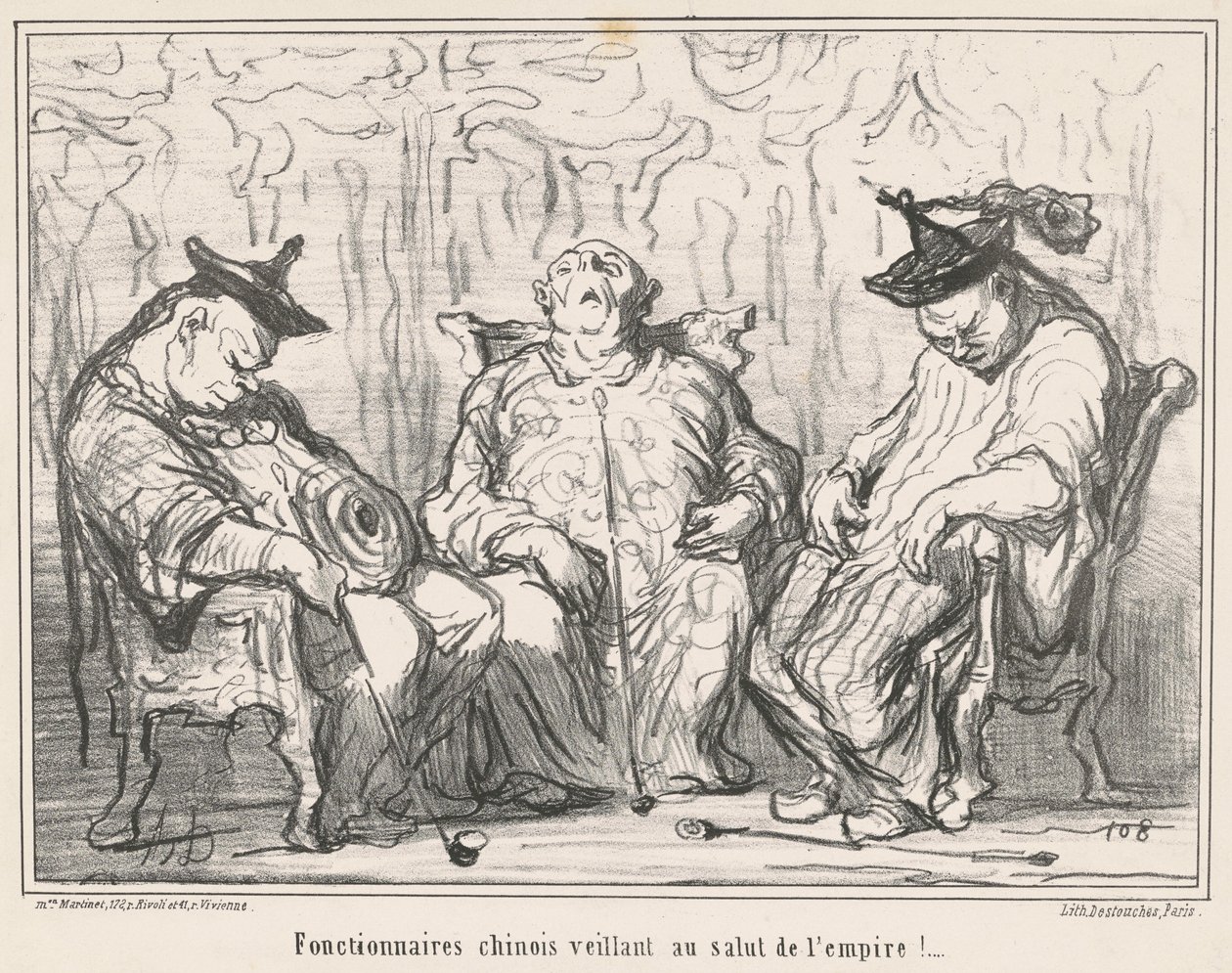 Yetkililer ... imparatorluğun kurtuluşunu izliyor! ... by Honoré Daumier