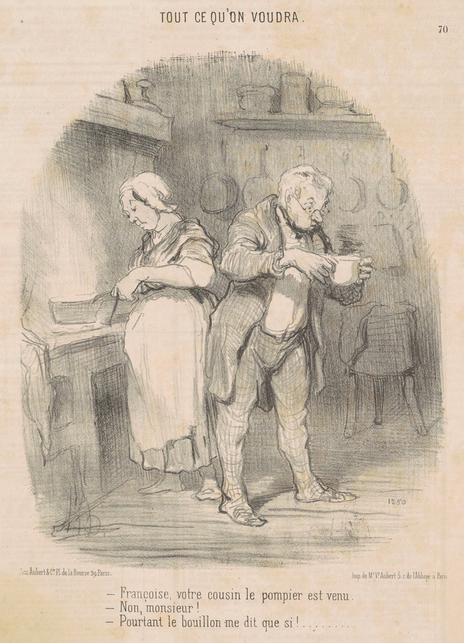 Francois, itfaiyeci kuzenin geldi... by Honoré Daumier