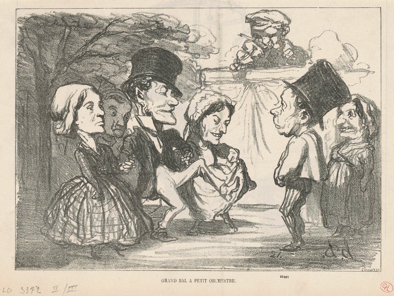 Küçük orkestralı büyük balo... (rekto); Genel bir ortaklık (geri) by Honoré Daumier