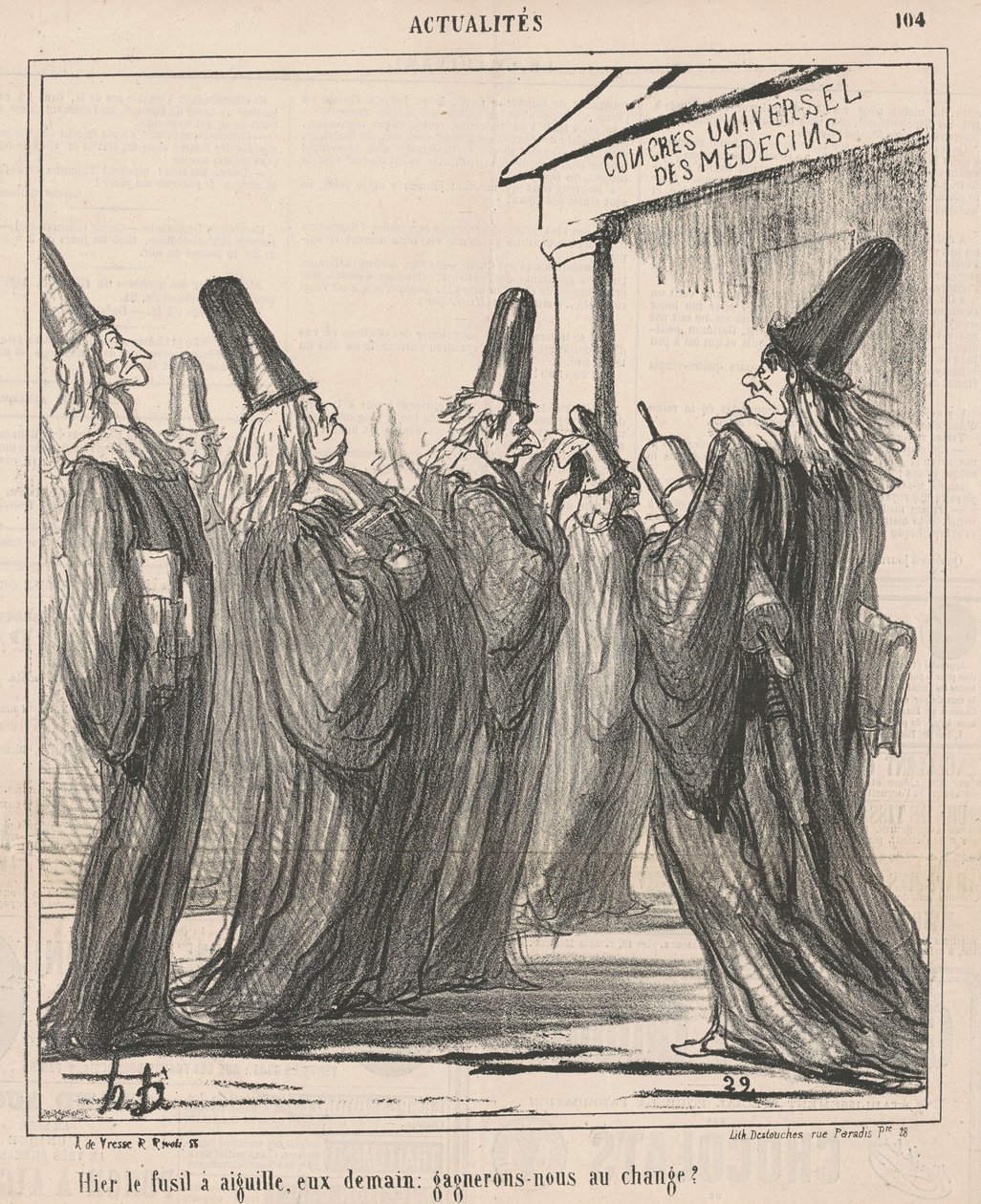 Dün iğneli tabanca, yarın onlar... by Honoré Daumier