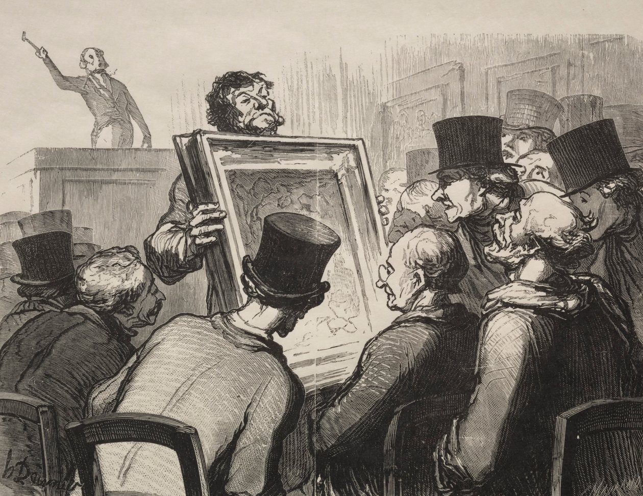 Hotel Bouillon: Resim Meraklıları. by Honoré Daumier