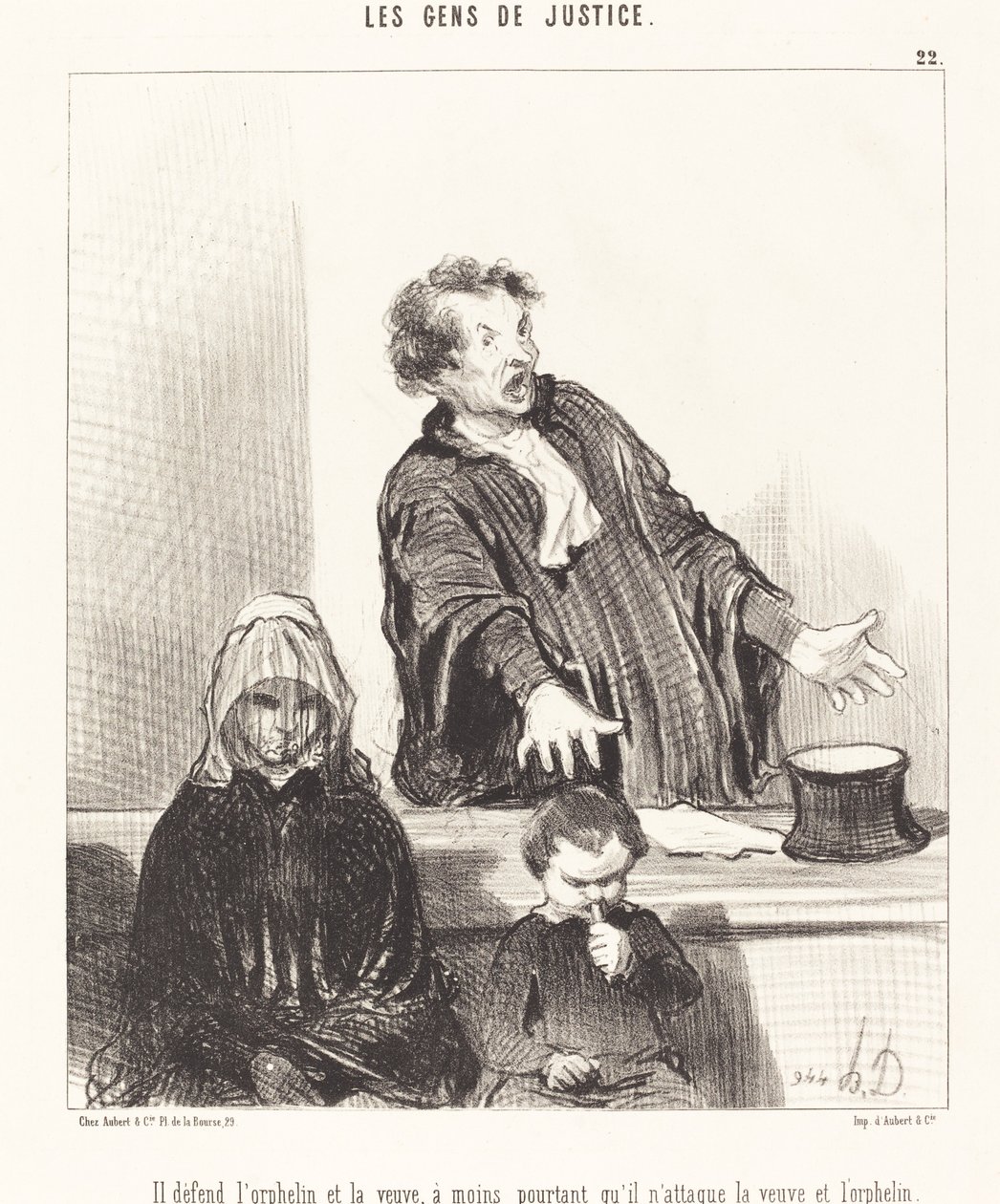 Yetimi ve dul kadını korur, tabii... by Honoré Daumier