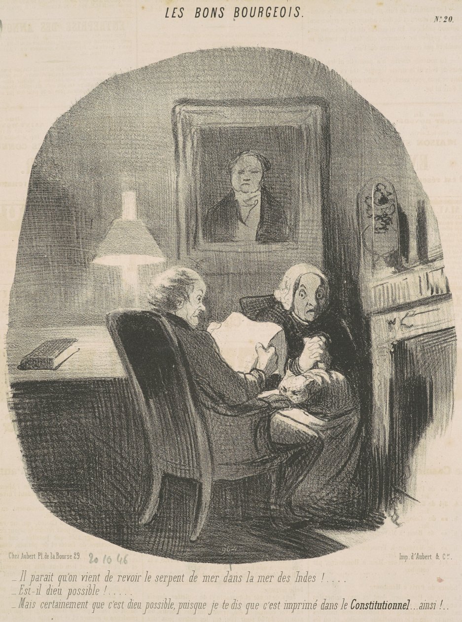 Görünüşe göre deniz yılanını daha yeni gördük... by Honoré Daumier