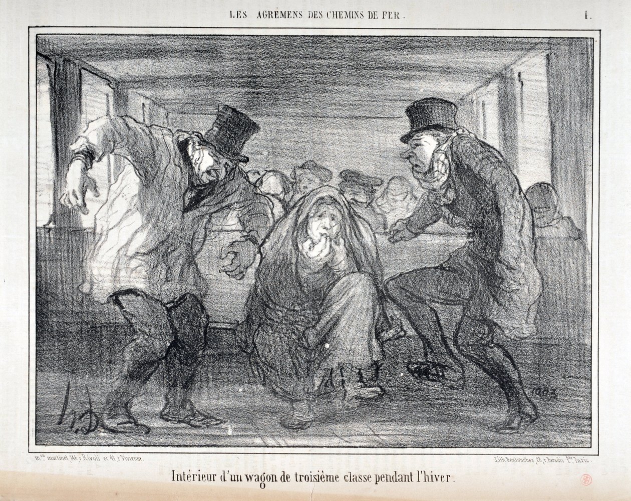 "Les Agrements des Chemin de fer" serisi için illüstrasyon by Honoré Daumier