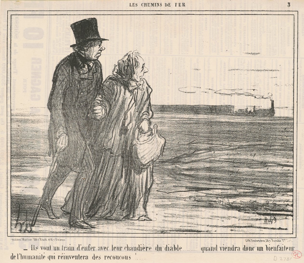 Baş döndürücü bir hızla gidiyorlar... by Honoré Daumier