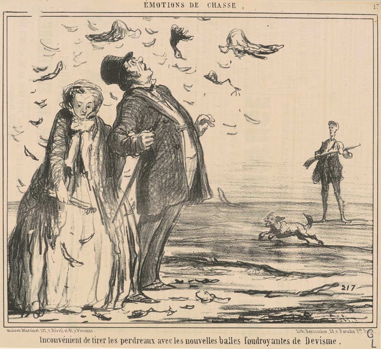 Keklik avlamanın dezavantajı... by Honoré Daumier