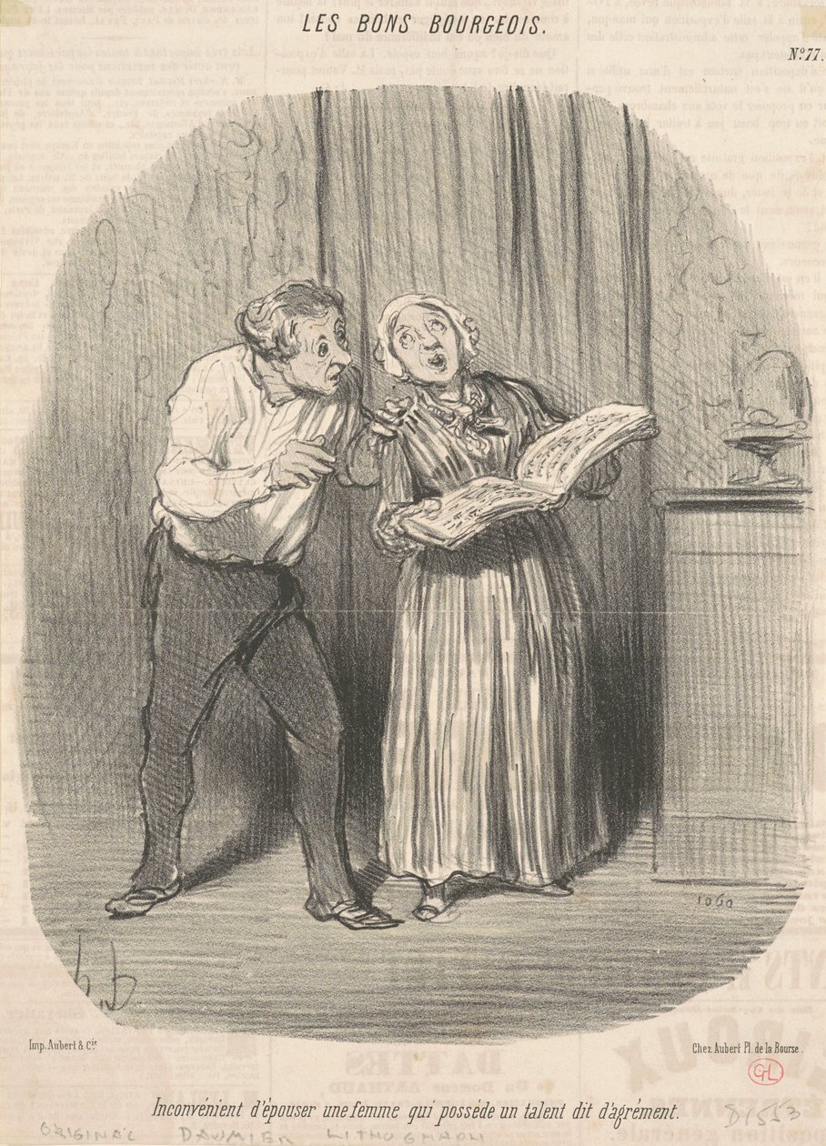 Zevk için yetenekli bir kadınla evlenmenin dezavantajı by Honoré Daumier
