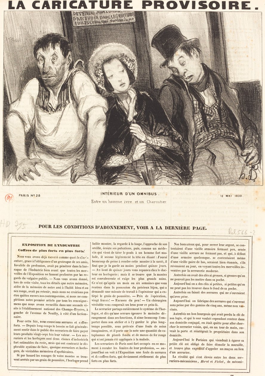 Bir omnibüsün içi by Honoré Daumier