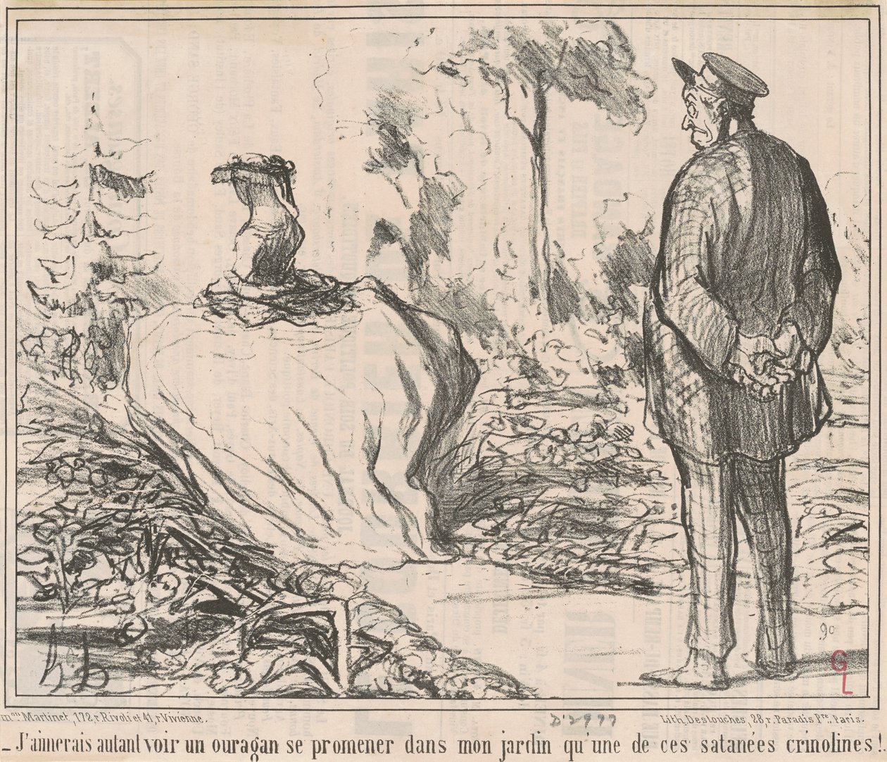 Bahçemde dolaşan bir kasırga görmeyi o lanet kabarık eteklerden birinden görmeyi tercih ederim! by Honoré Daumier