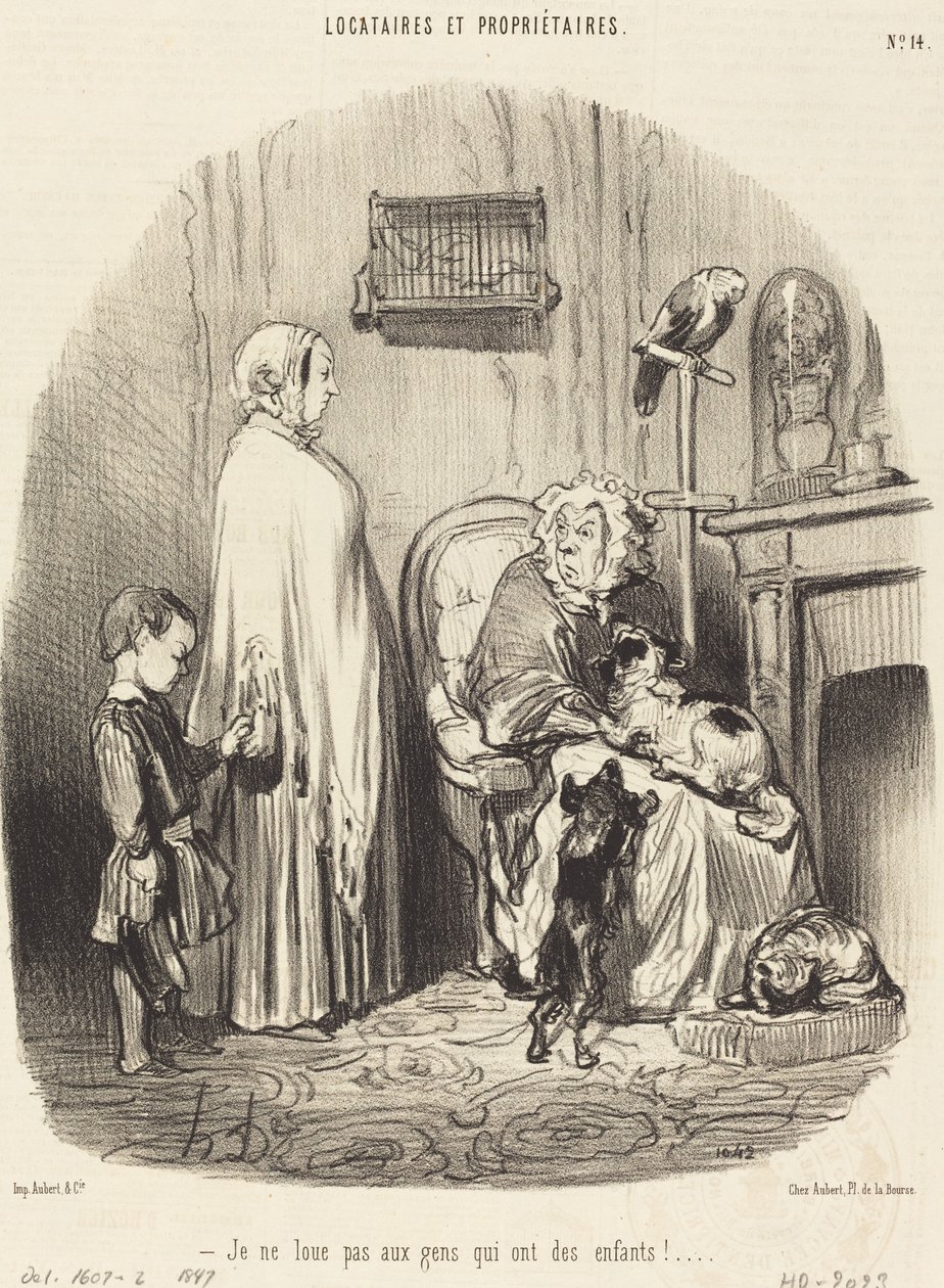 Çocuğu olanlara kiralamam! by Honoré Daumier