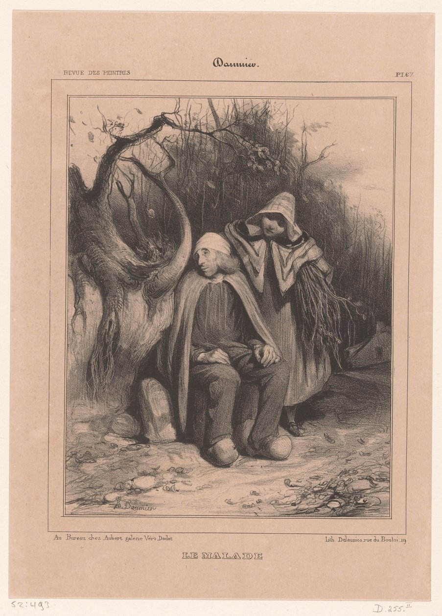 Bir yol boyunca hasta çiftçi ile genç kadın Le Malade (nesne üzerindeki başlık) by Honoré Daumier