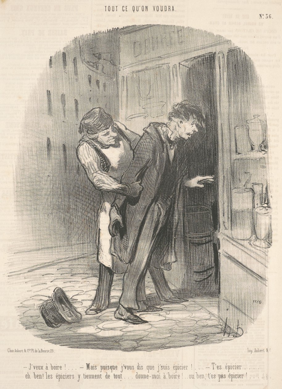 İçmek istiyorum! Ama sana söylediğimden beri... by Honoré Daumier