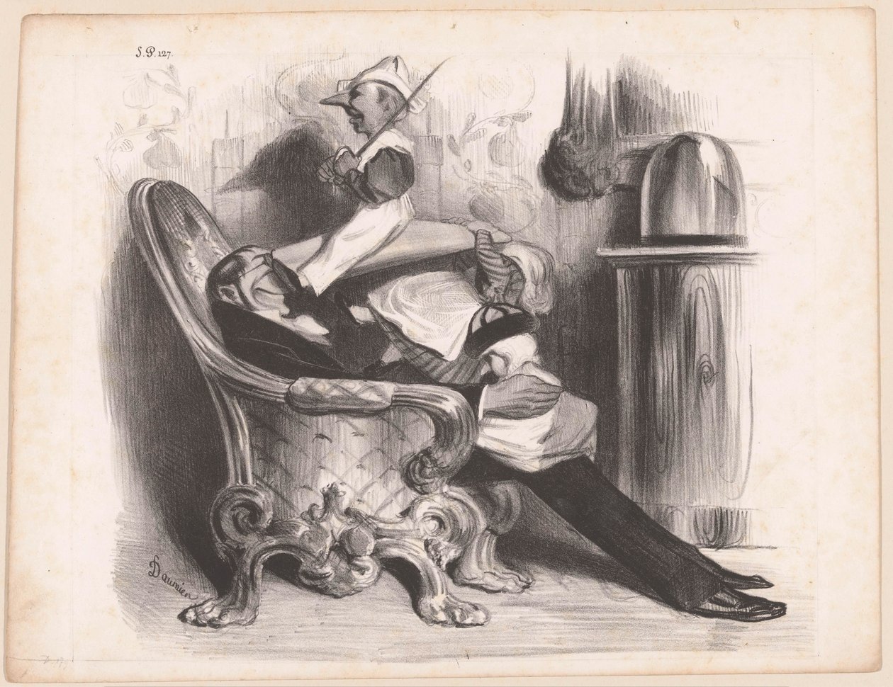 Karikatuur van bakanı Antoine Maurice Apollinaire d'Argout Benim bide üzerinde bir da-da by Honoré Daumier