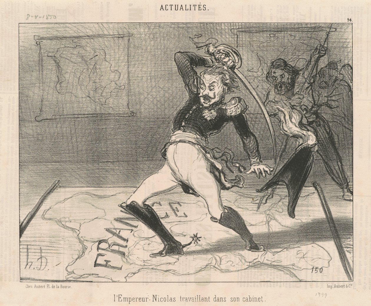İmparator Nicholas kabinesinde çalışıyor by Honoré Daumier