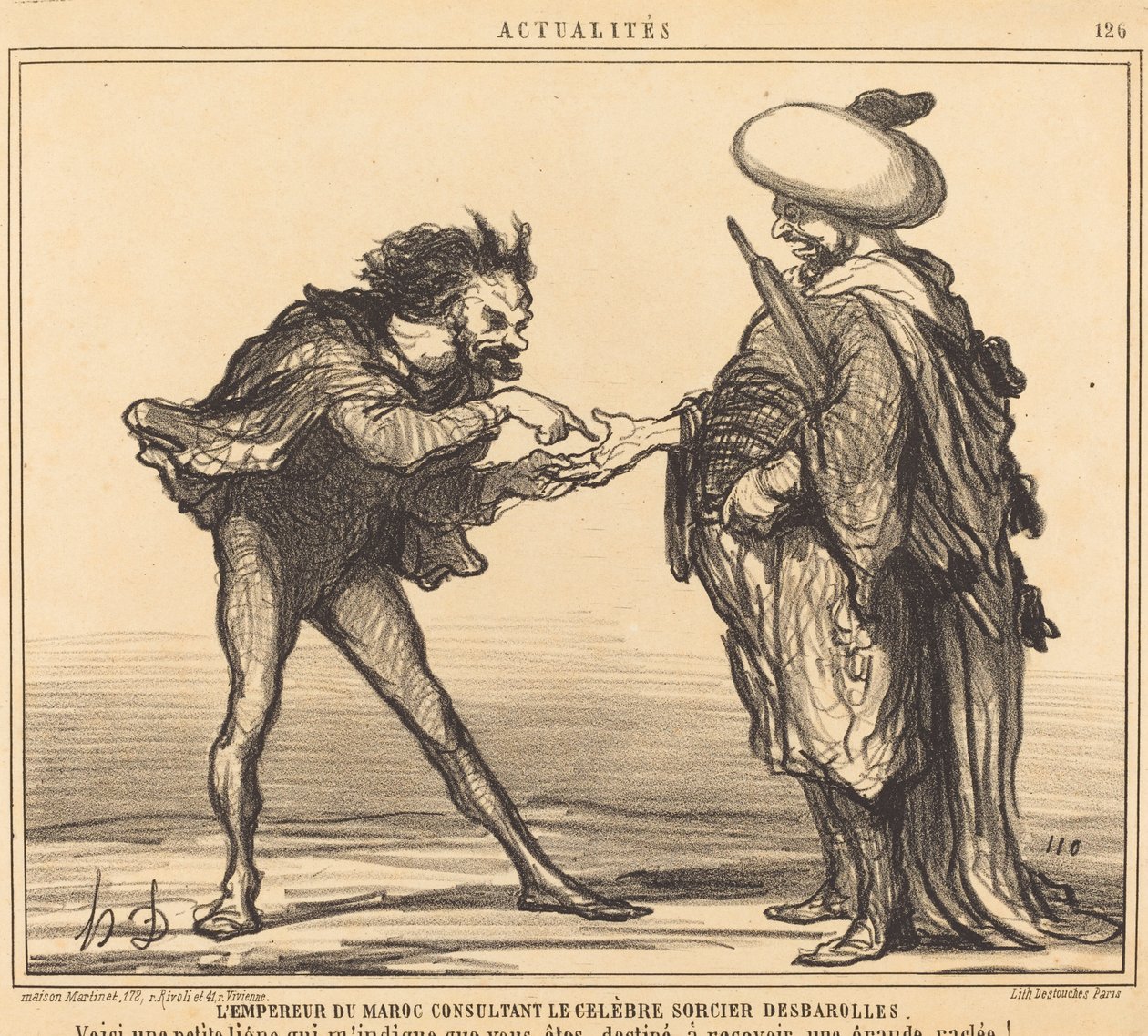 Fas İmparatoru danışmanlık yapıyor... Desbarolles by Honoré Daumier