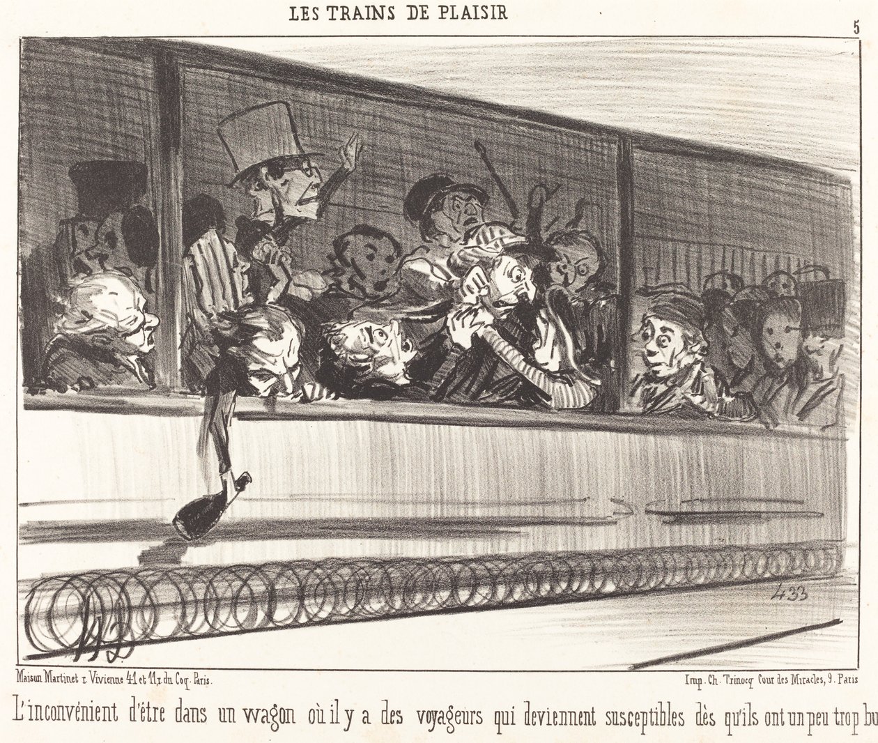 Bir vagonda olmanın dezavantajı... by Honoré Daumier