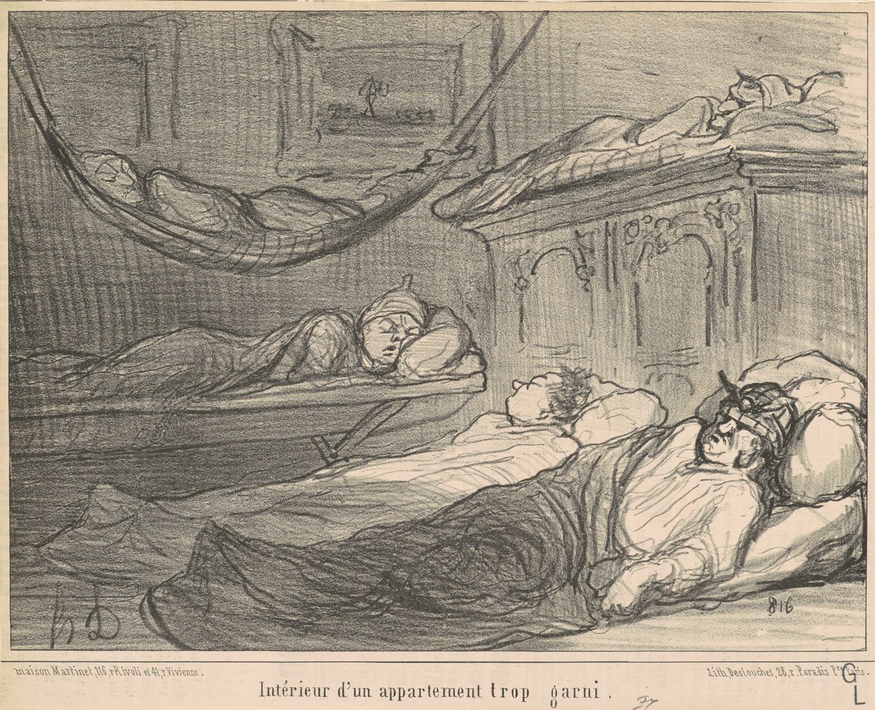 Aşırı doldurulmuş bir dairenin içi... by Honoré Daumier
