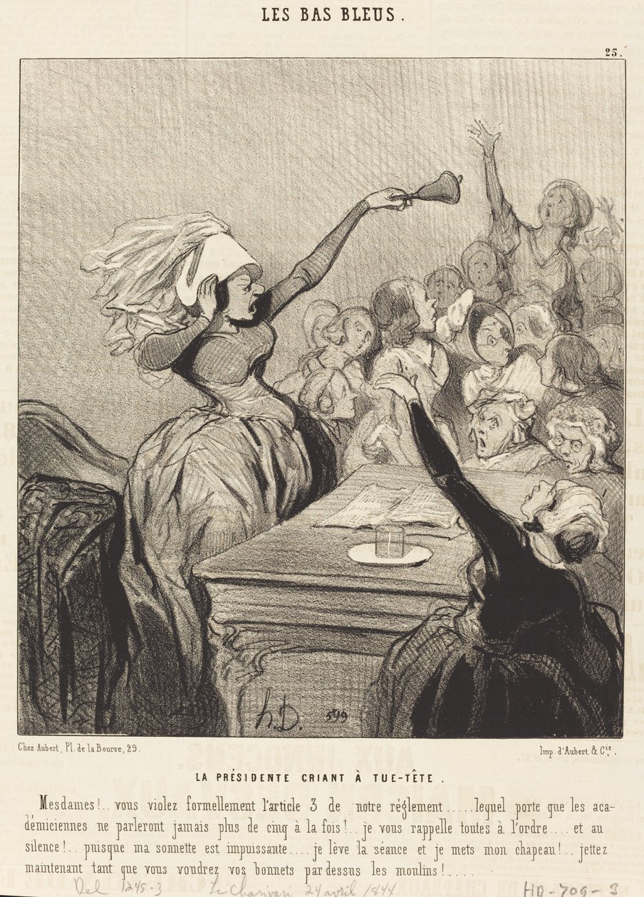 Başkan yüksek sesle bağırıyor: Hanımlar!... by Honoré Daumier