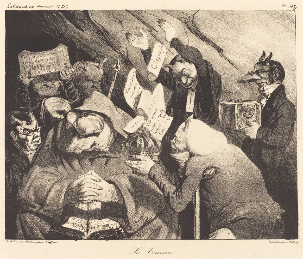 Günaha Teniers tarafından bir resmin parodisi by Honoré Daumier