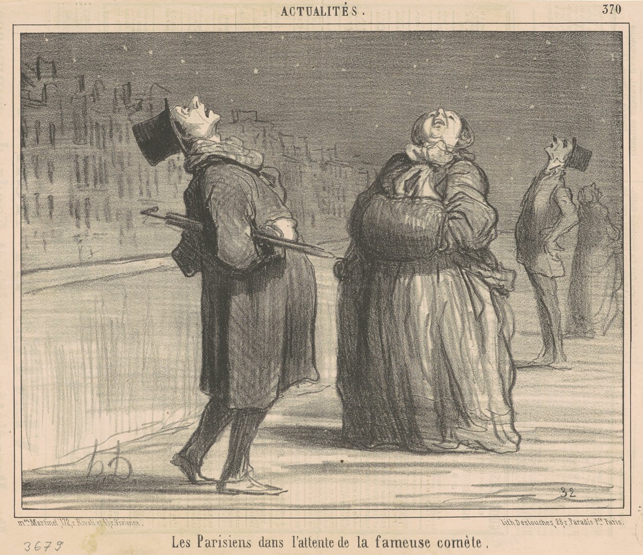 Kuyruklu yıldızı bekleyen Parisliler by Honoré Daumier