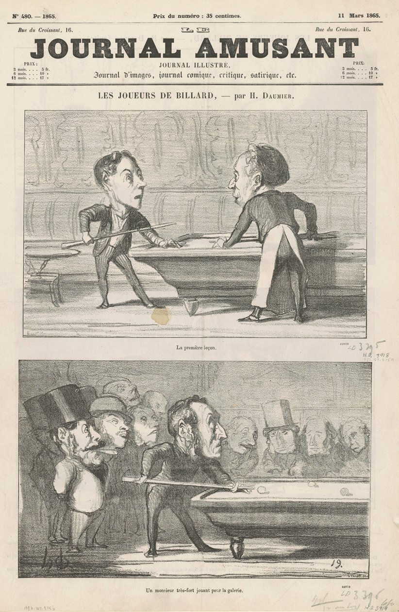 İlk ders...; Bir adam ... ; Bant altında yapıştırılmış; Banliyöden iki amatör by Honoré Daumier